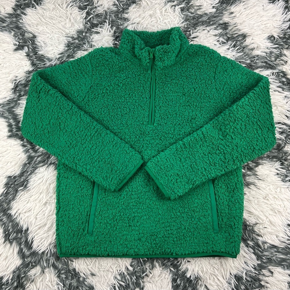 Wondershop Kids Girls Green Quarter Zip Sherpa Sweatshirt Size XL